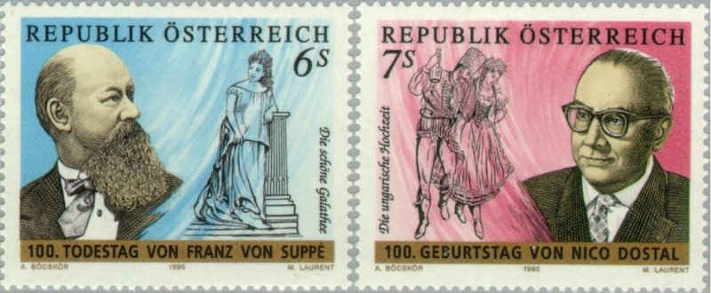 Austria 1995 MNH Stamps Scott 1686-1687 Music Opera Composer