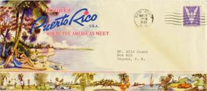 Puerto Rico 3c Win The War 1943 San Juan, P.R. to Cagua, P. R.  Multi-color A...