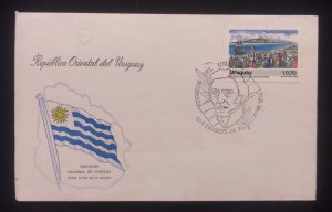D)1976, URUGUAY, FIRST DAY COVER, ISSUE, 250TH ANNIVERSARY OF THE FOUNDATION