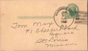 United States Rhode Island Warwick Neck 1941 4f-bar  1933-1949  Postal Card.