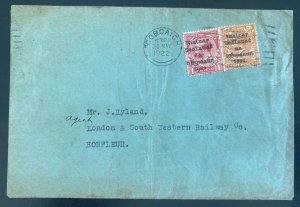 1922 Cork Ireland  Cover to London Railway co Honfleur France