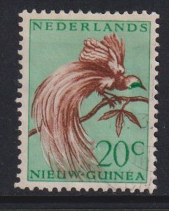 Netherlands  New Guinea  #29  used 1956 bird of paradise  20c