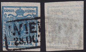 Austria - 1850 - Scott #5 - used - Type II - WIEN box pmk