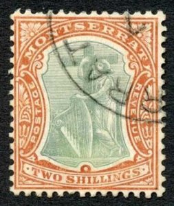 Montserrat SG31 2/- Green and Orange Cat 60 pounds