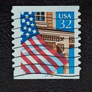 US Scott # 2915A; used 32c Flag/Porch, 1996; PNC 45444; VF/XF; off paper