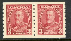 Canada 1935 KGV 3¢ Carmine Coil Perf 8 Pair Scott #230 MNH V585