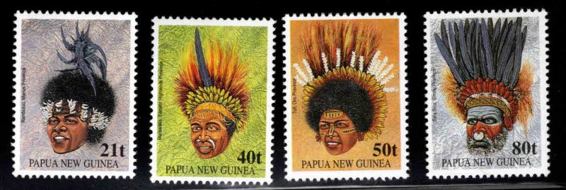 Papua New Guinea Scott 778-781  MNH** Headdresses set 1991