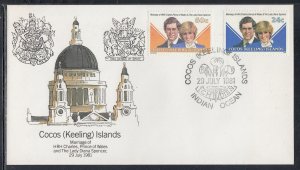 Cocos Keeling Islands Scott 73-4 FDC - 1981 Royal Wedding