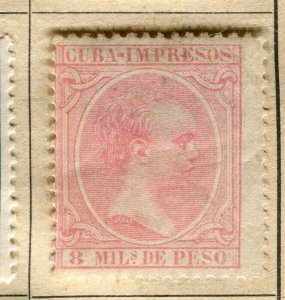 SPANISH COLONIES CARIBBEAN; 1890s classic Baby King Mint hinged 8m. value