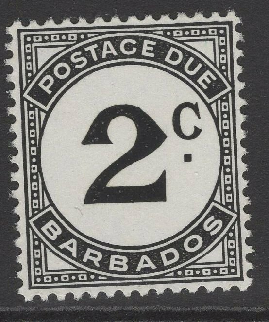 BARBADOS SGD5a 1953 2c BLACK CHALKY PAPER POSTAGE DUE MNH