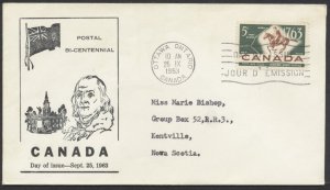 1963 #413 5c Postal Service FDC Unusual Cachet Ottawa Ben Franklin Flag