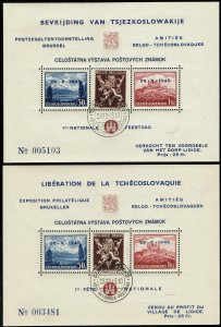 [sto002] Czechoslovakia 1945 Liberation Belgium 2 Miniature Sheet French and ...