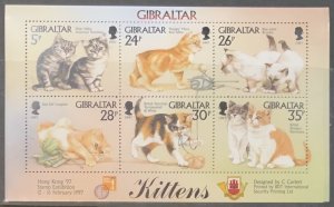 GIBRALTAR 1997 KITTENS MINISHEET SGMS803 UNMOUNTED MINT