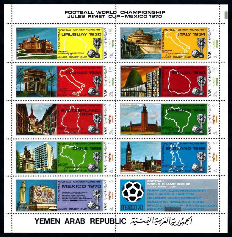 [76935] Yemen YAR 1970 World Cup Football Sheet Folded Once MNH