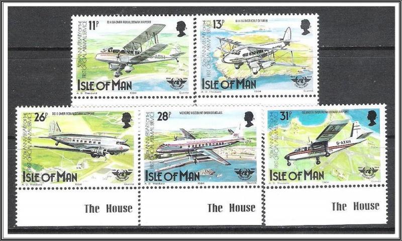 Isle Of Man #262-266 Aviation Complete Set MNH