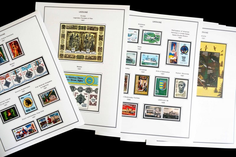 COLOR PRINTED UKRAINE 1992-2010 STAMP ALBUM PAGES (143 illustrated pages)