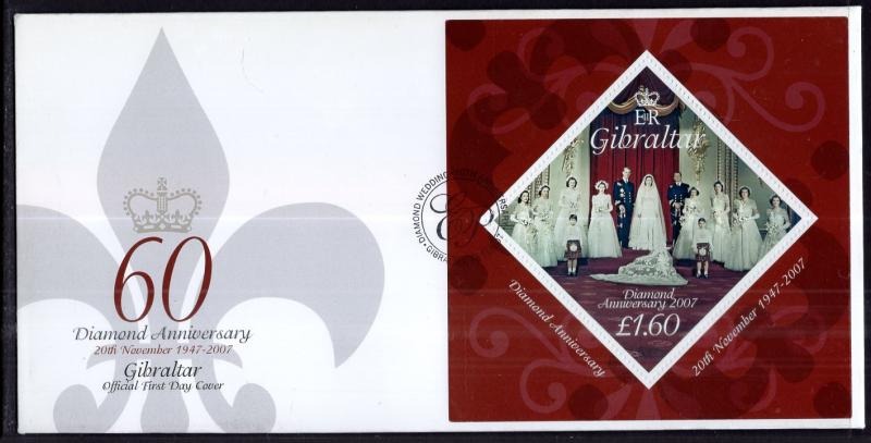 Gibraltar 1071 Queen Elizabeth II Diamond Anniversary Souvenir Sheet U/A FDC