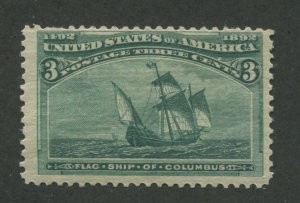 1893 US Stamp #232 3c Mint Hinged F/vf Original Gum Catalogue Value $40