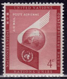 United Nations 1957, Airmail, Airplane Wing and Globe, 4c, sc#C5, MNH