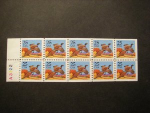 Scott 2283c, 25c Pheasant booklet pane 10 #A3222 color error, MNH Beauty