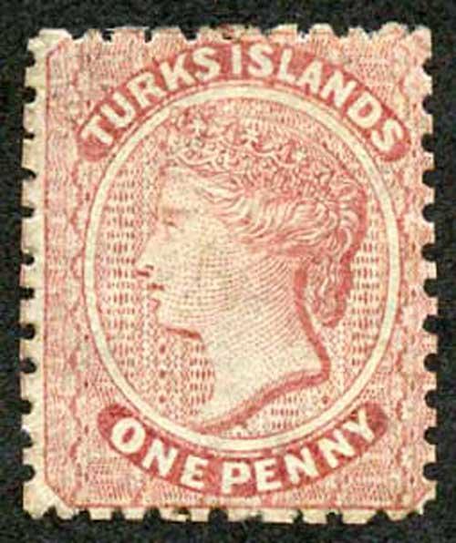 TURKS ISLANDS SG1 1867 1d dull rose No Wmk Perf 11-12.5 M/Mint