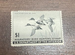 KAPPYS UNITED STATES #RW12 1945 DUCK HUNTING STAMP UNUSED SHOVELIER DUCKS H335