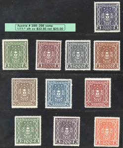 Austria Stamps # 288-298 MLH VF Scott Value $35.95