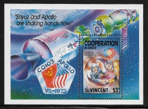 ST. VINCENT, 1172, MNH, S.S OF 1, COOPERATION IN SPACE