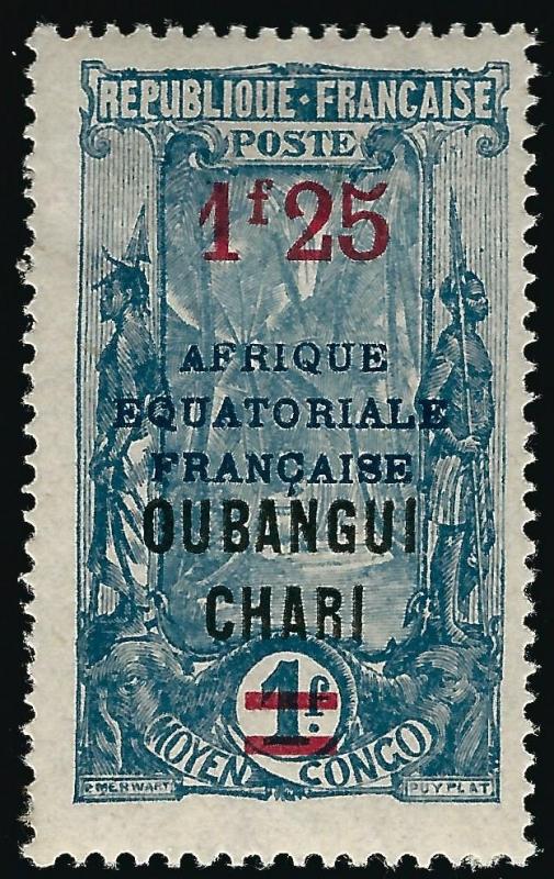 Ubangi Shari Sc #76 F-VF Mint OG hr... French Colonies are Hot!