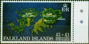 Falkland Islands 1982 Rebuilding Fund £1 + £1 SG430w Wmk Crown to Right of CA...