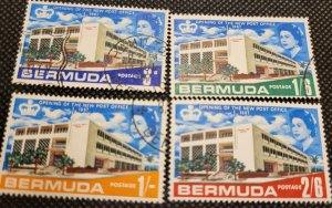 Bermuda Post Office, set of 4, 1967, QE II with building, SCV$1.05