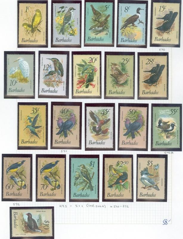 BARBADOS : Beautiful collection. All Very Fine, MNH. Birds. Scott Catalog $150.