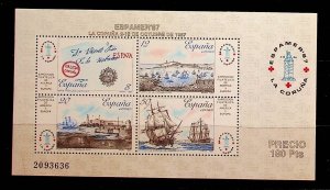 SPAIN Sc 2529 NH SOUVENIR SHEET OF 1987 - SHIPS