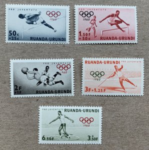 Ruanda-Urundi 1960 Olympics, MNH. Scott B26-B30, CV $4.75. Sports