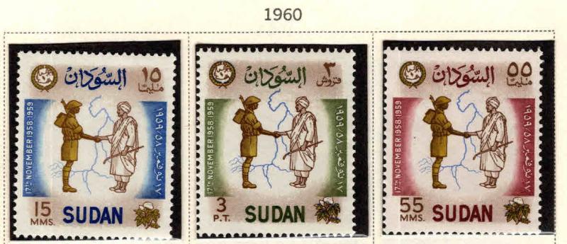 SUDAN Scott 124-126 MNH** 1959 map stamp set