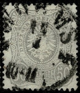 GERMANY 1875-79 50pf GREY (1876) PFENNIGE SG36a USED (VFU)  P.13.5 x 14.5 VF