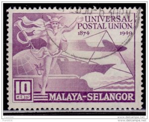 Malaya, Selangor 1949, UPU Issue, 10c, Scott# 76 used