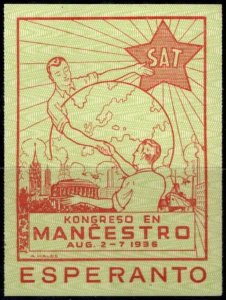 1936 Great Britain Poster Stamp S.A.T. Esperanto Congress In Manchester Aug 2-7
