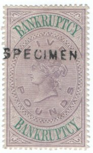 (I.B) QV Revenue : Bankruptcy £5 (1889) specimen 