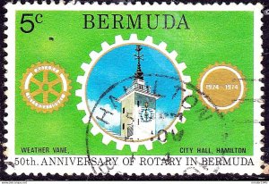 BERMUDA 1974 QEII 5c Multicoloured, 50th Anniversary of Rotary in Bermuda SG3...