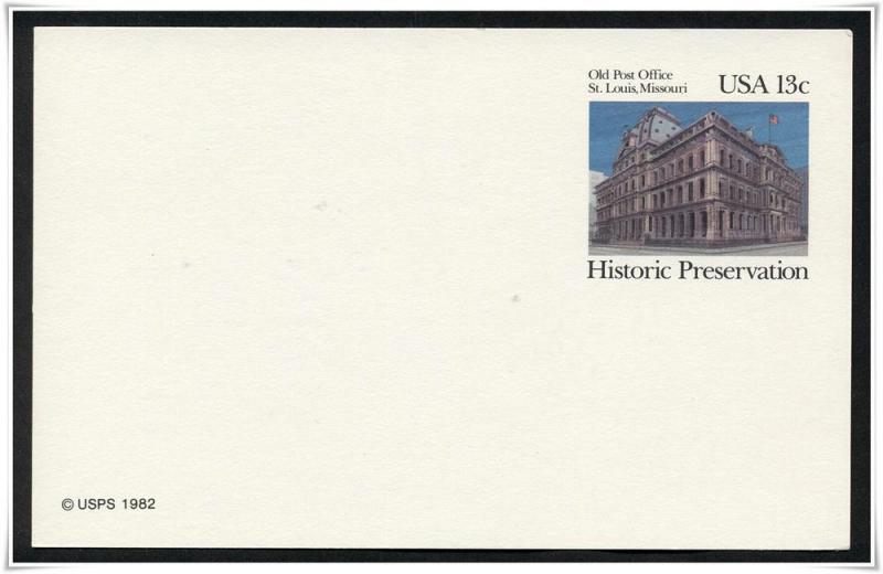 SC#UX97 13¢ Old Post Office: St. Louis  Postal Card Unused