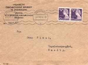 CZECH DIPLOMATIC LEGATION IN STOCKHOLM SWEDEN TO SMEDBY CZECHOSOLOVAKIA 1947