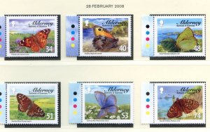 Alderney 2008 Butterflies Set SGA329/A334 Unmounted Mint