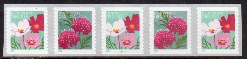 US 2022 5665a (5664-5665) Butterfly Garden Flowers Non-Profit (5c) PNC 5 MNH