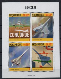 MOZAMBIQUE - 2020 - M/S - CONCORDE - 4 Stamps -