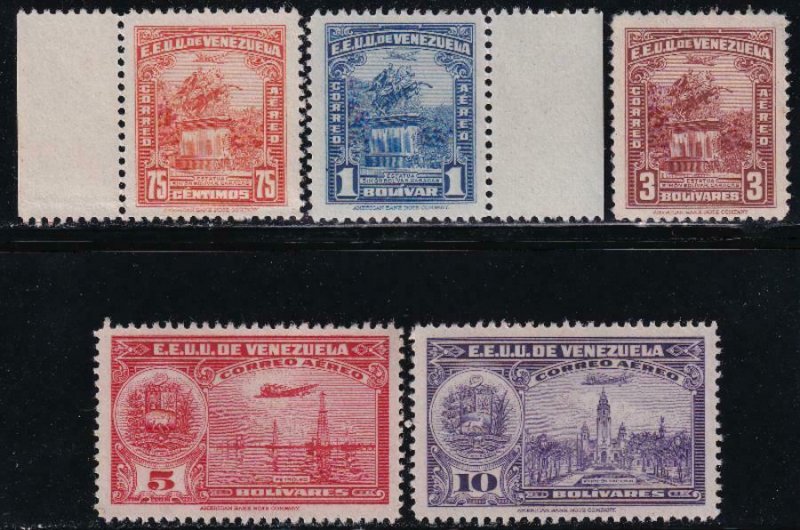 Venezuela 1947 SC C232-C236 MNH Set