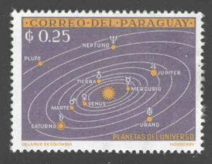 Paraguay Scott 730 space solar system map stamp mh*