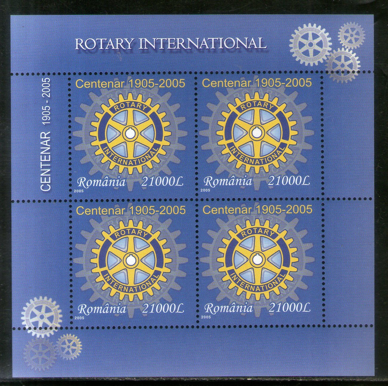 Romania 2005 Rotary International Sc 4699 Sheetlet of 4 MNH