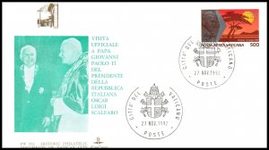 Vatican City Pope John Paul II Visit with President Oscar Luigi Scafaro 1992 ...