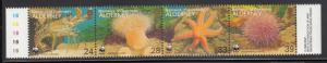 Alderney 1993 MNH Sc #69 Strip of 4 Marine Life